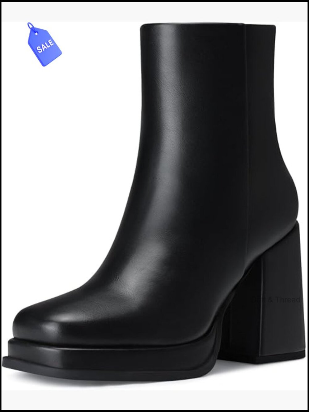 Women's Chunky Heel Ankle Boots Platform Booties Size 7 Square Toe